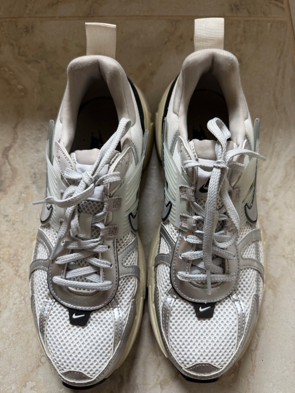 Nike White and Gray Mesh Training Sneakers